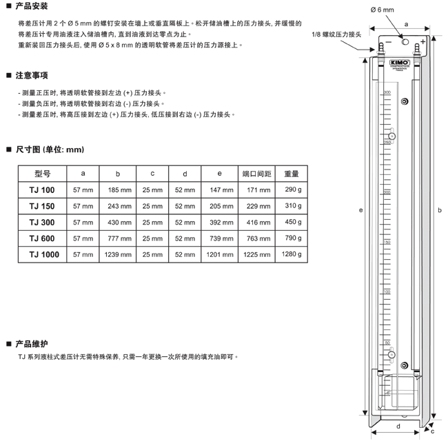 TJ系列u型壓差計
